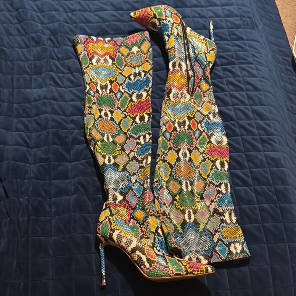 Steve Madden Multicolor Snakeskin Pattern Women's Over the knee Boots size 10